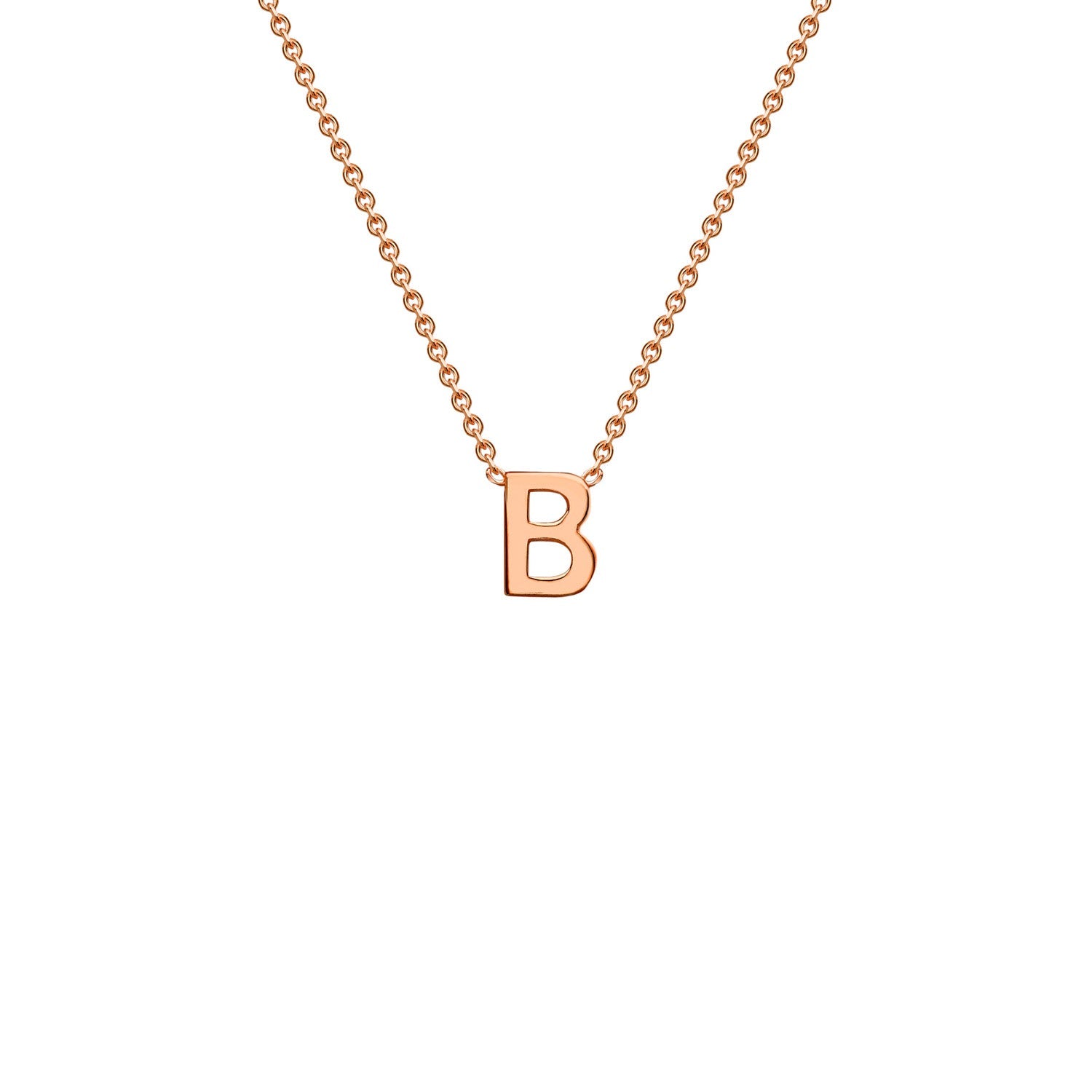 9K Gold Initial Adjustable Letter Necklace 38-43cm — B, 9kt Rose Gold